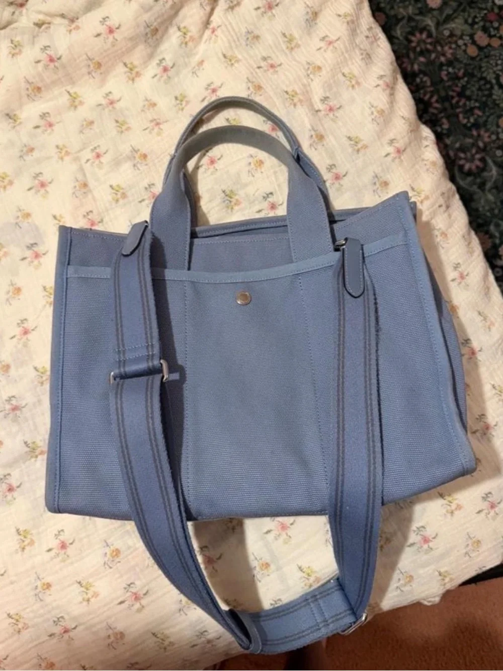 Coach Blue Canvas 'Coach New York' Logo Tote Bag